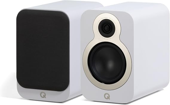 Q Acoustics 3020c Compact Bookshelf Speakers - Pair - 2-Way Reflex Enclosure Type, 4.75" Bass Driver, 0.9" Tweeter - Stereo/Passive Speakers for Home Theatre Sound System (Satin White)