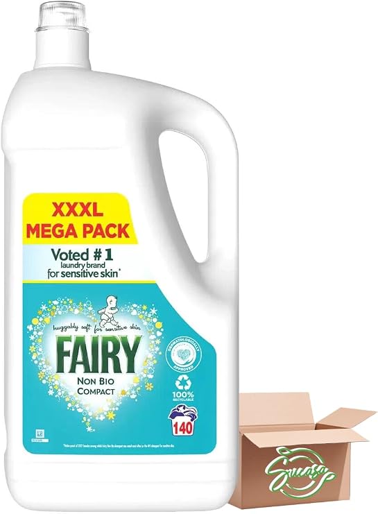 Fairy Non Bio Laundry Liquid L Mega Pack 172 Wash 4.98L - Specially Formulated To Remove Tough Stains, Sucasa