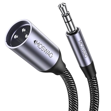 MOSWAG 3.5mm to XLR 10FT, Unbalanced TRS to XLR Microphone Gold-Plated Cable Compatible with iPhone, iPod, Cell Phone, Laptop, Speaker, Mixer, Microphone