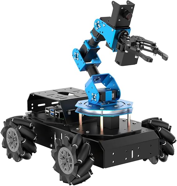 HIWONDER 6DOF Robot Arm for Raspberry Pi 5 AI Vision Robotic Arm Car with 4WD Mecanum Wheel Chassis DIY Robot ROS Open Source for Adults and Teens, ArmPi Pro RaspberryPi5 4GB