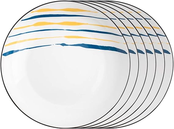 Plates Creative Dinner Plate Sets 2/4/6 Pieces Kitchen Dinnerware Set Round Ceramic Dinner Plates-Microwave, Oven and Dishwasher Safe Dinner Plates Kitchen Ser,Black-L