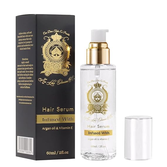 Argan Oil Hair Serum- Anti Frizz Hair Serum for Dry Damaged Hair- Non Greasy, Organic Hair Oil Serum for Thicker & Longer Hair- Vitamin E Serum for Hair Hydrates, Nourishes & Heals Frizzy Dry Hair