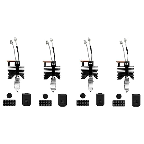 Dpofirs 4Pcs 3D Printer Hotend Kit, 48W Ceramic Heating Block High Flowrate 0.6mm Hardened Steel Nozzle Kit, 4Pack Replacement Hot End Accessories with Nano Coating for Snapmaker U1 3D