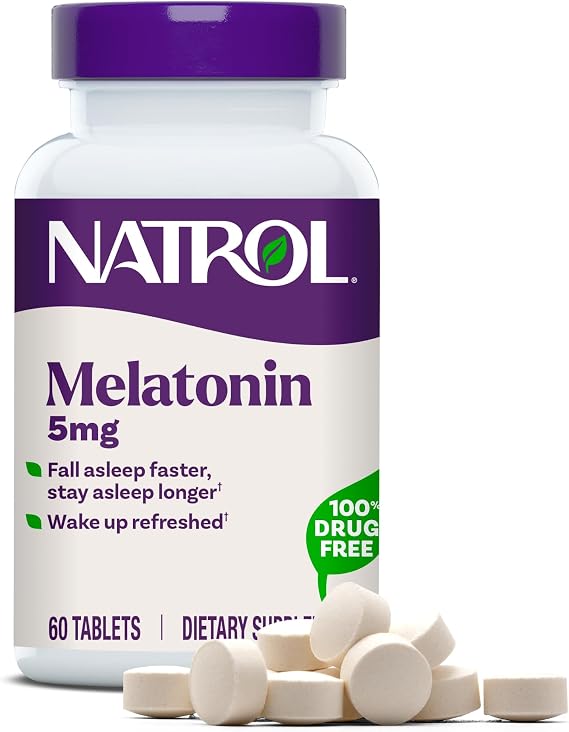 Natrol Melatonin 5 mg Tablets, Nighttime Sleep Aids for Adults, 60 Tablets