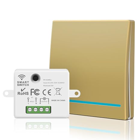 Wireless Switch and Receiver Kit, 1 Receiver and 1 Switch, Gold