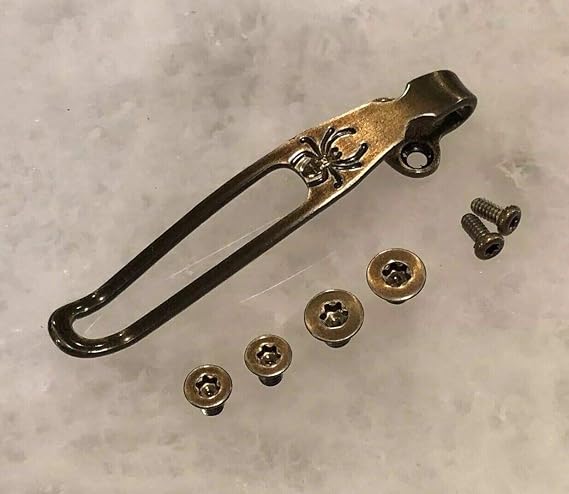 Golden Bronze Titanium Deep Pocket Clip & Screws Set For Spyderco Para 3