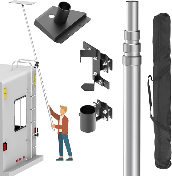 RV Ladder Mounting Kit Compatible with Starlink Gen 3, Pole Mount with 11 ft Aluminum Pole,  with Mount Holder & Adapter Compatible with Starlink Gen 3