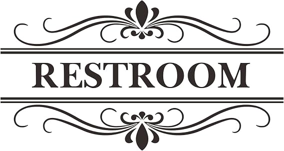 Restroom Sign Wall Decal Vinyl Stickers | Removable, Cute Art Design, DIY Sticker Mural, For Restroom Bathroom Washroom WC Toilet Door Decoration