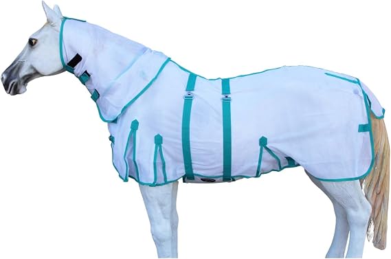 Challenger Horse Light Summer Spring Airflow Scrim Sheet Fly Sheet Mesh Neck White 73140