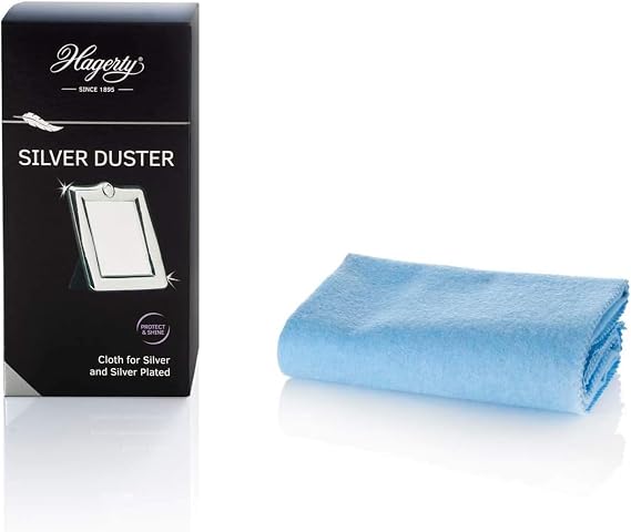 Hagerty Silver Duster silver cleaning cloth with tarnish protection 55x35 cm I Impregnated cotton silver polishing cloth I Efficient cleaning cloth for silver and silver-plated metal vases frames etc