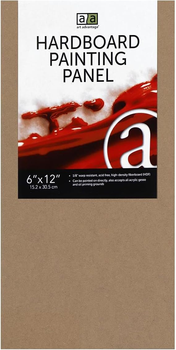 Art Advantage Hardboard Painting Panel 6x12 MDF Art Board for Artists, Durable Hardboard Panel, Smooth Surface Wood Board for Acrylic, Oil, and Mixed Media Painting
