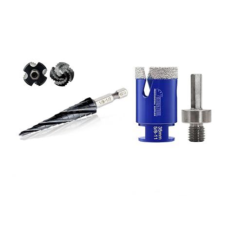 Step Drill Bit 1/8"-1/2",13 Steps Size Four Spiral Flute M35 Cobalt Step Core Bit with 1/4" Quick-fit Hexagon Shank Hole Saw for Metal,Stainless Steel,Aluminum,Wood, Plastic Copper