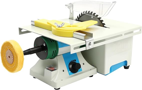 5-In-1 Lapidary Saw, 750W Rock Polisher Rock Saw Rock Cutter Rockfor Cutting Rocks Table Grinder 800-10000rpm DIY Jewelry Polishing Bench Buffer Grinding Machine for Polishing, Carving