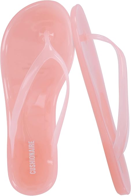 CUSHIONAIRE Splash Jelly Flip Flops for Women With Flexible Sole, Soft Footbed Summer Sandals for Women