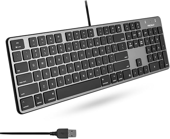 Macally Ultra-Slim USB A Wired Keyboard with Number Pad for Apple Mac Pro, MacBook Pro/Air, iMac, Mac Mini, etc. SLIMKEYPROSPG US Layout English Layout