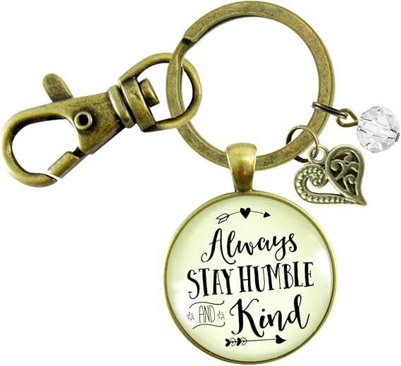 Gutsy Goodness Inspirational Keychain Good Vibes Positive Attitude Bronze Fashion Jewelry Key Ring Fob Purse Clip Gift Box