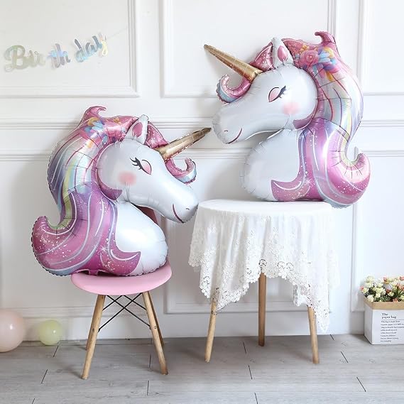 Unicorn Birthday Party Decorations, 2Pcs Large Rainbow Unicorn Foil Balloon