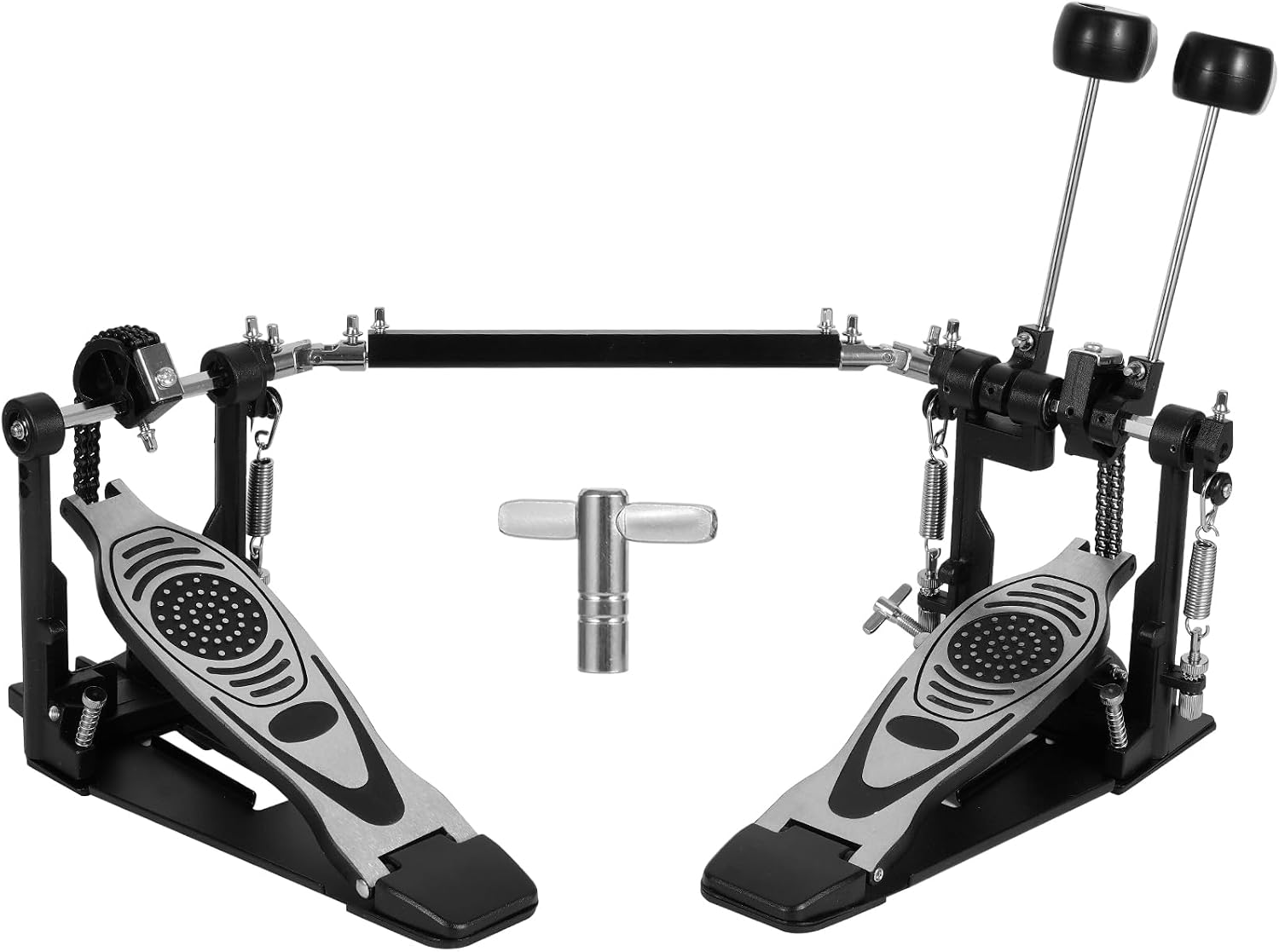 Double Bass Pedal, Double Chain Double Bass Drum Pedals, Double Kick Drum Pedal with Patch Suit for Kick Drum