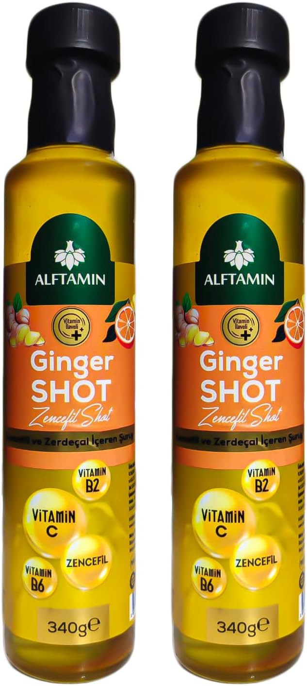 Ginger Shot - Syrup Containing Vitamin B2, Vitamin B6, Vitamin C, Ginger and Turmeric 340 g x2 Pieces