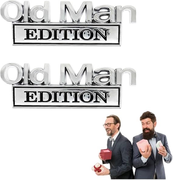 2PCS Old Man Edition Car Badge,3D Emblem Sticker Badge Old Man Edition Car Emblem Motorcycle Truck Emblems for Cars Side Rear Tailgate Bumpe for All (A) (B)