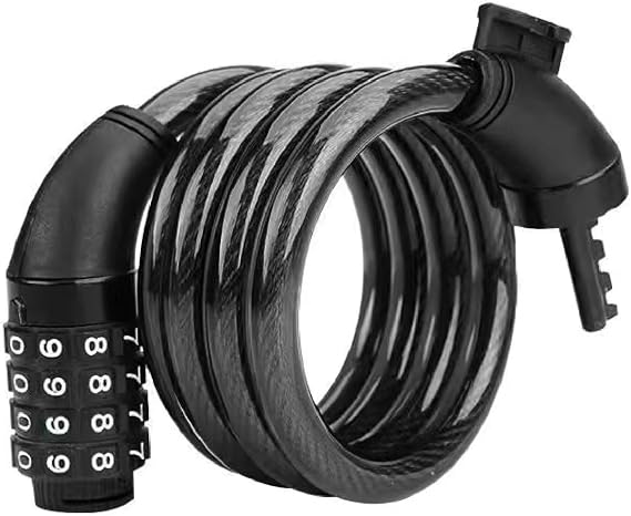 Light Electric Scooter Cable Combination Lock- 5 Digit, 4ft Long Resettable Combination, High Security Anti-Theft Lock for Mountain Bike, Road Bike, Scooter, with Mounting Bracket