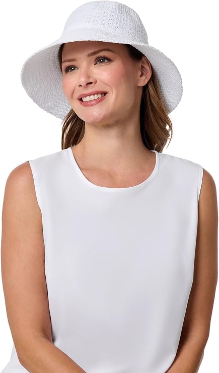 Women's Bucket Hat - UPF 50 Sun Protection - Packable & Travel Friendly - Marina in White (One Size)
