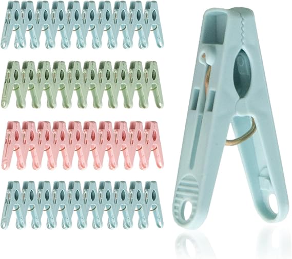 40-Pack Multipurpose Plastic Clothespins for Laundry & Crafts