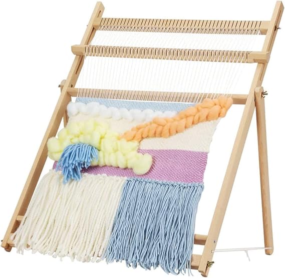 27.6"H x 19.7"W Weaving Loom with Stand Wooden Multi-Craft Weaving Loom Arts & Crafts, Extra-Large Frame, Develops Creativity Weaving Frame Loom with Stand for Beginner