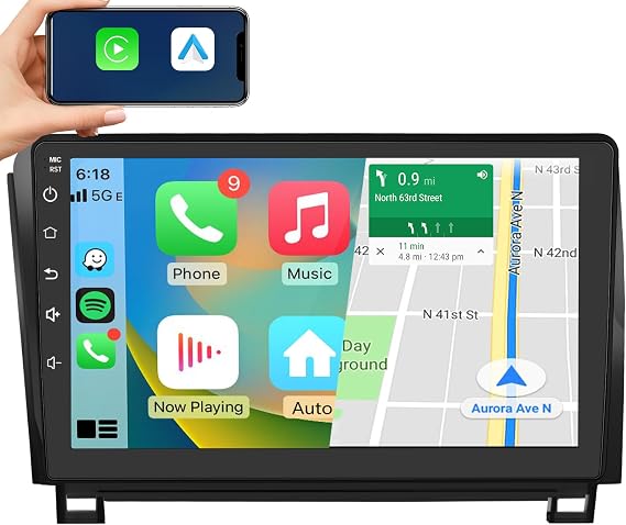 AWESAFE 5GWiFi Upgrade Car Stereo for Toyota Tundra 2007-2013 Toyota Sequoia 2008-2018, Touch Screen Tundra Radio Replacement Android Head Unit with Wireless Carplay Android Auto AM FM-2GB+32GB