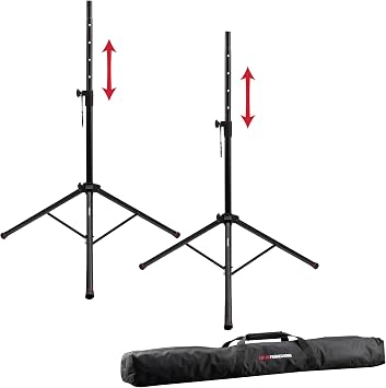 Gator Frameworks Standard Speaker Stand Set; Includes (2) Speaker Stands and Nylon Carry Bag (GFW-SPK-2000SET),Black