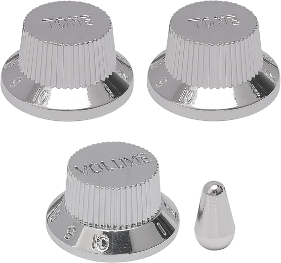 3 Pcs Chrome Guitar Volume Tone Control Knobs