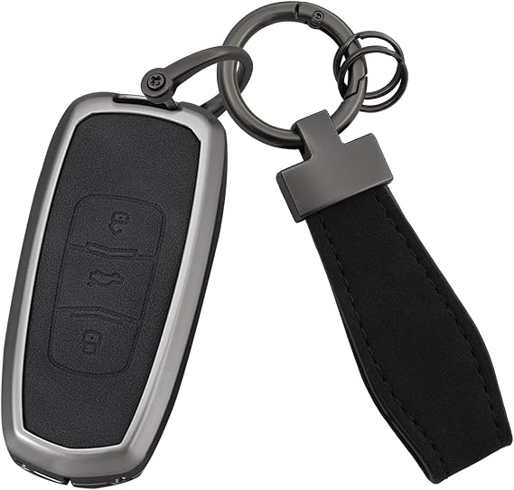 Key Fob Cover Compatible with Geely Atlas Boyue NL3 EX7 Emgrand X7 EmgrandX7 Borui SUV GT GC9 Leather& Zinc Alloy Key Case with Keychains-A Type Black
