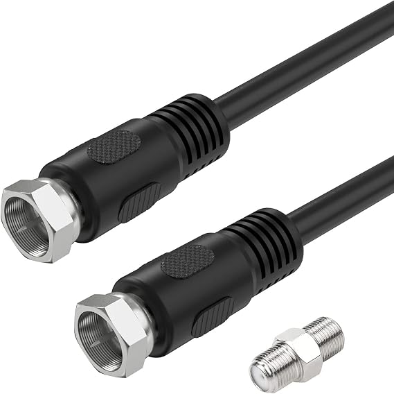 Short Coaxial Cable, 1ft Coax Cable RG6 F Cord 75 Ohm with Coax Female to Female Coupler Adapter UIInosoo for AV, Cable TV, Antenna and Satellite