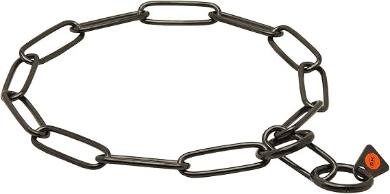 Herm Sprenger Black Stainless Steel Long Link Fur Saver Dog Training Collar | No-Pull Slip Chain for Small Medium Large Dogs for Easy Control Made in Germany | 3mm, 57cm (22in)