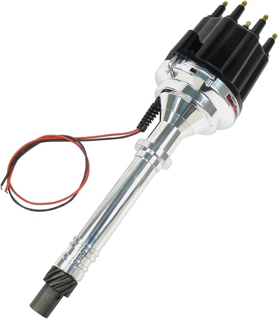 PerTronix D100810 Flame-Thrower Plug and Play Non Vacuum Advance Black Male Cap Billet Electronic Distributor with Ignitor II Technology for Chevrolet Small Block/Big Block