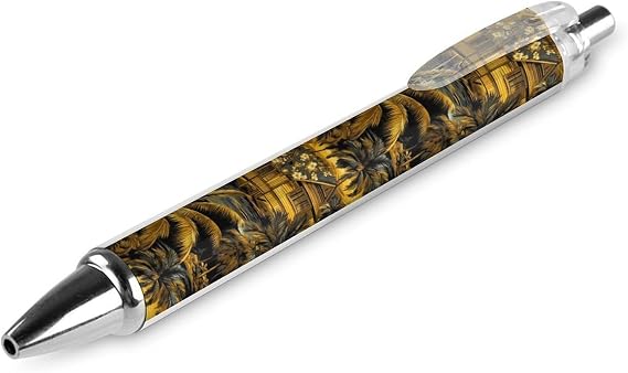 1 Pcs Black Pens Ballpoint, Cute 0.5 Mm Ink Hawaii Retro Golden Seaside Print Pens for Journaling Men Women Nurse, Nice Writech Pen Fine Ball Point Smooth Writing for Office School Supplies