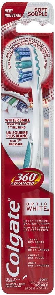Colgate 360 Degree Advanced Optic White Toothbrush, Soft