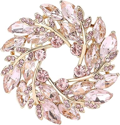 Rhinestone Flower Brooch for Women Sparkling Cubic Zirconia Wreath Brooch Pin Vintage Crystal Wheat Ear Flower Pin Elegant Clothing Hat Bag Accessories Christmas Wedding Bridal Birthday Jewelry