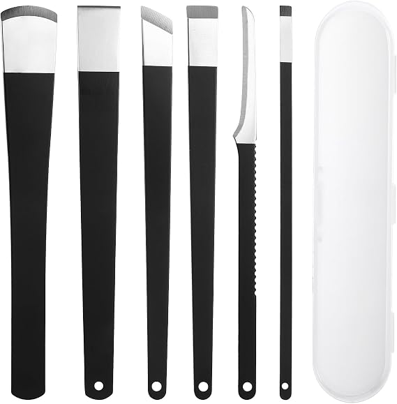 6PCS Ingrown Toenail Removal Kit, Stainless Steel Removal Pedicure Scraper Professional Pedicure Tools Set with Storage Box Callus Shaver Foot Care for Dead Dry Hard Cracked Skin