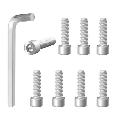 8 Pcs 1001-63-B Center Cap Screws, Fit for Fuel Offroad Wheel Black Center Cap, with 1 Pc Allen Key, Alloy Steel Silver Finish Screw Locks, No Center Cap Included, 1001-63B, 1001-63GB