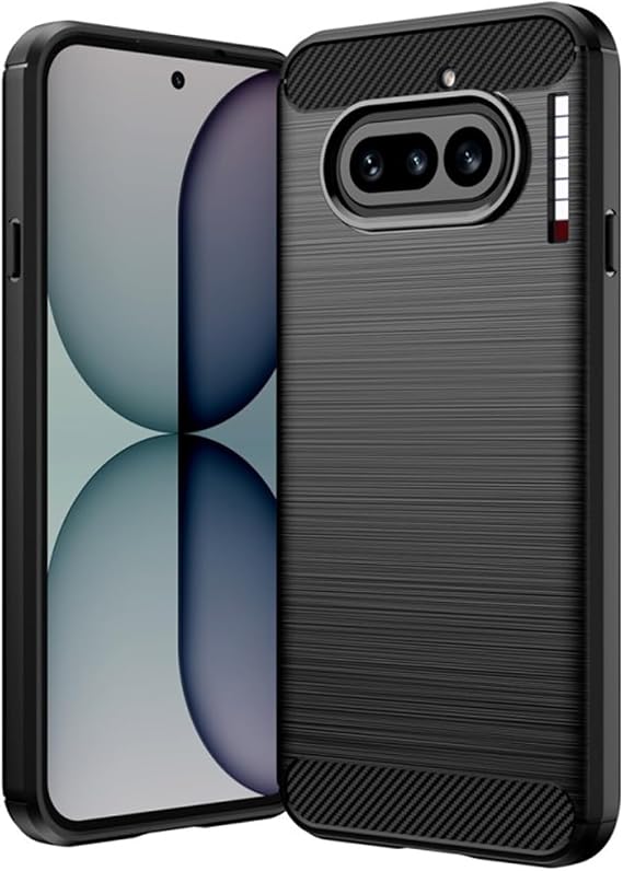 Microcase Nothing Phone 4A ile Uyumlu Brushed Carbon Fiber Silikon Kılıf - Siyah AL3332
