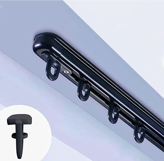 tipiace Ceiling mounting Telescopic Curtain Track (Black -L 33.4" -59") | Precise Measurement-Free Adjustable Curtain Rail, Easy to Install, Great for Indoor Windows, Offices and Room Dividers