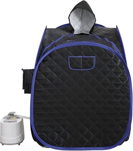 ZONEMEL Portable Steam Sauna, Full Body Home Sauna Spa, 1 Person or 2 Person Share Saunas, 2L Steam Generator with Remote Control (Black, L 33.5x W 32.3x H 41.7)