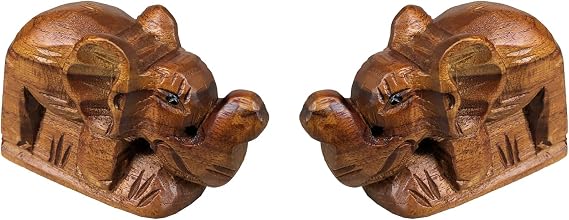 D-ART COLLECTION Elephant Mini Statue Set 2 pcs Handmade Figurine