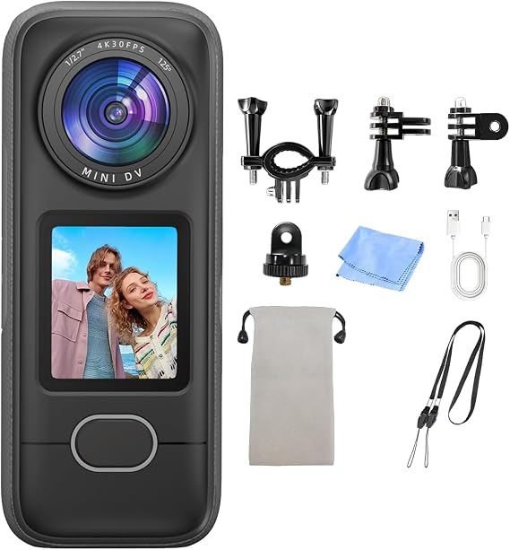 4K Action Camera, 3.5Hrs Battery Life Body Camera Hands-Free Recording, IPX6 Waterproof Portable Vlogging Camera with 1.4" HD Screen, Video Recorder with WiFi for Travel, Cycling, Motorcycle, Bloggers