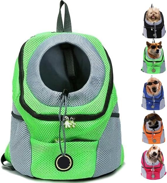 Dog Carrier Backpack, Summer Dog Backpack,Breathable Dog Backpack Carrier for Small Medium Dogs Cats 0-26 Lbs,Travel Dog Packs for Hiking Walking Biking Camping (L(7-12kg),Green)
