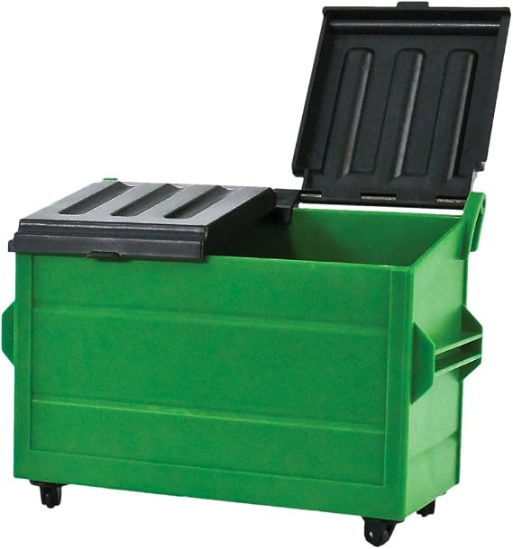 Green Dumpster for Wrestling Action Figures | Create Hardcore Matches & Backstage Brawls with a 6 Inch Green Dumpster Featuring a Working Lid and Moving Wheels