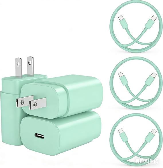 Type-C Charger, 3X 25W PD USB-C Super Fast Charging Block &6/10/10ft Cables