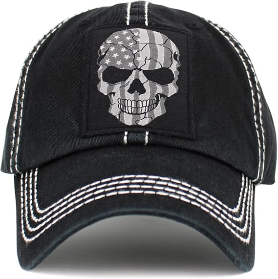 KBETHOS Chief Skull and Free Spirit Hat Collection Distressed Washed Cotton Adjustable Fashion Trucker Twill Mesh Cap