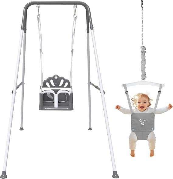 Foldable Toddler Swing Set and Baby Jumper for Indoor & Outdoor Use